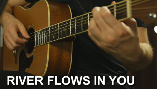 Как играть: River Flows in You на гитаре + Табы