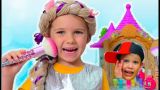 Make up для принцессы и ее лошади / Kids pretend play with Rapunzel doll and ride on toy horse